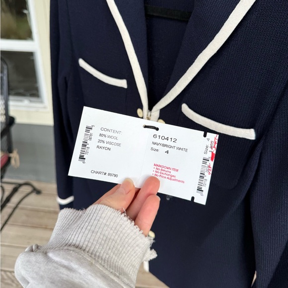 St. John Navy Jacket with White Trim and Buttons - Picture 5 of 5